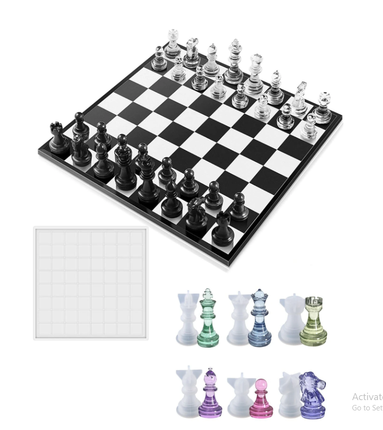 d3قالب شطرنج سيليكون ابيض مستورد مقاس 28*28سم 7قطع