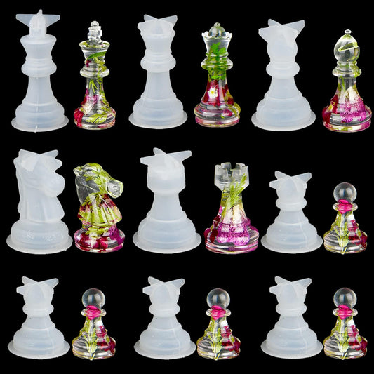 قوالب شطرنج مجسم سيليكون ابيض مستورد 10 قطع لتقوم بصنعها بنفسك