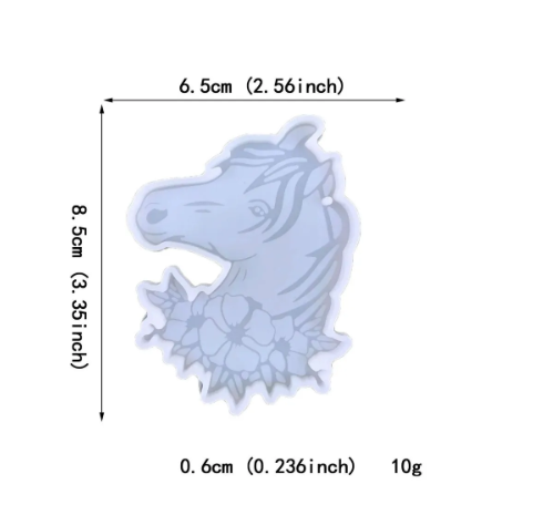 قالب سيليكون ابيض مستورد شكل حصان  يستخدم فى اعمال الريزن و الهاند ميد مقاس القالب : طول 16.8 سم * عرض 7.3 سم
